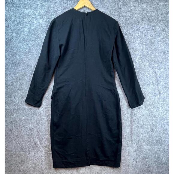 Vintage Moods by Krizia Shift Dress Womens 10 Black 80s Mod Minimalist Sleek - Picture 2 of 6